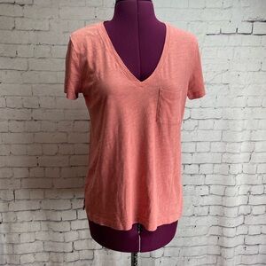 Madewell v neck pocket tee size small pink